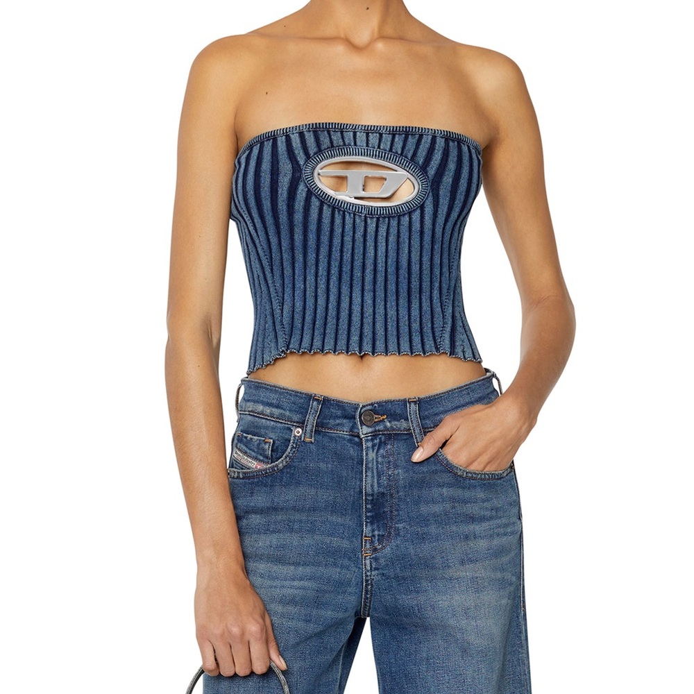 Diesel Denim Cut Out Bandeau Top